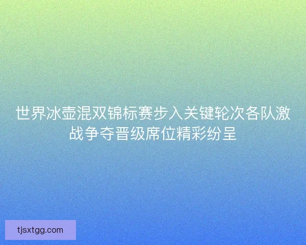世界冰壶混双锦标赛步入关键轮次各队激战争夺晋级席位精彩纷呈