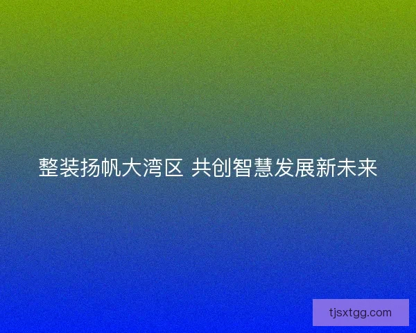 整装扬帆大湾区 共创智慧发展新未来