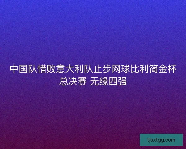 中国队惜败意大利队止步网球比利简金杯总决赛 无缘四强